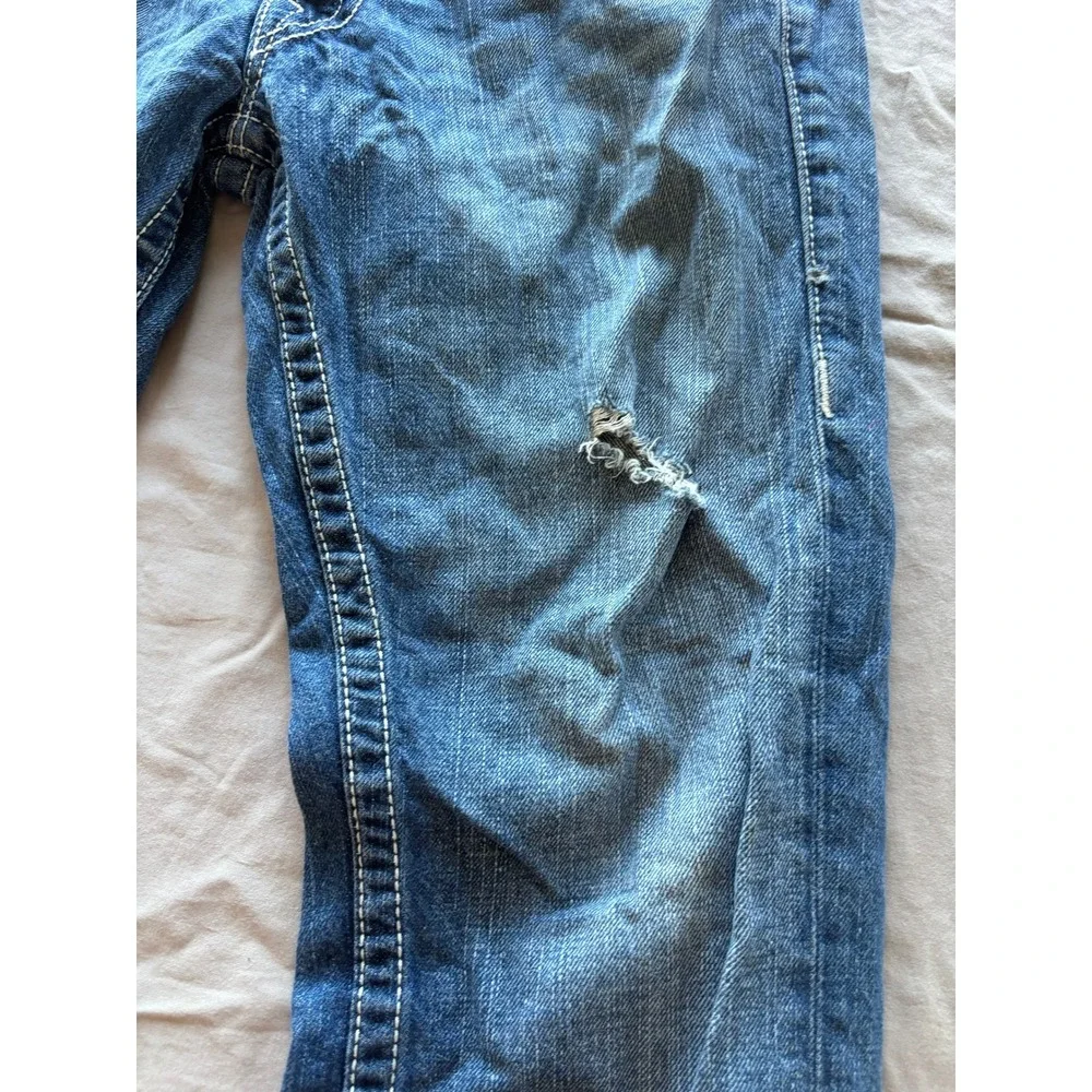 True Religion Bobby Straight Distressed Jeans Mens 32 Medium Wash USA Made